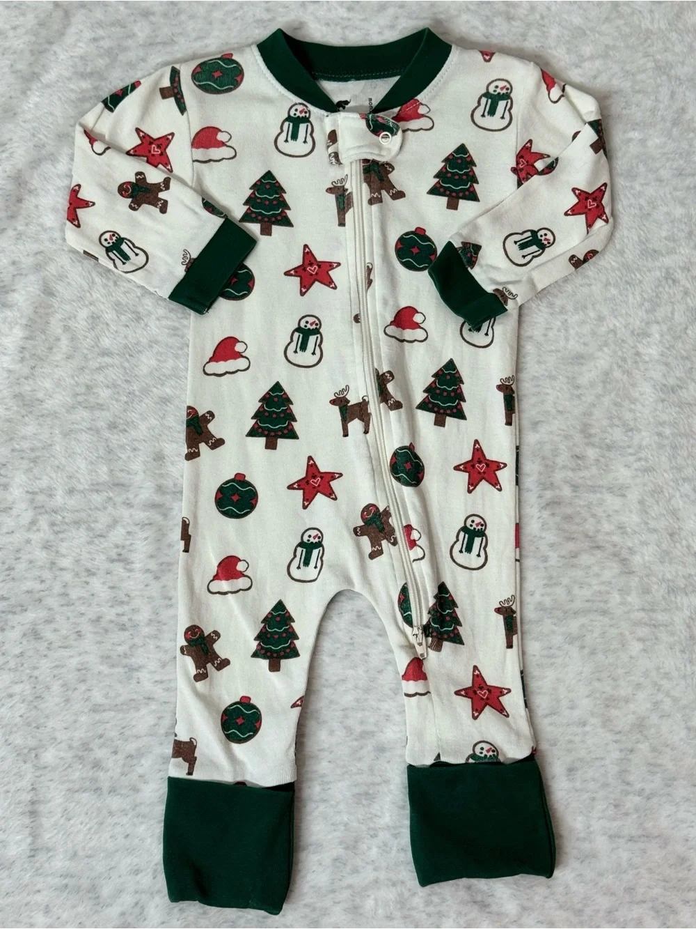 Monica + Andy Christmas Zip Sleeper 0-3M Baby Organic Cotton Holiday Neutral